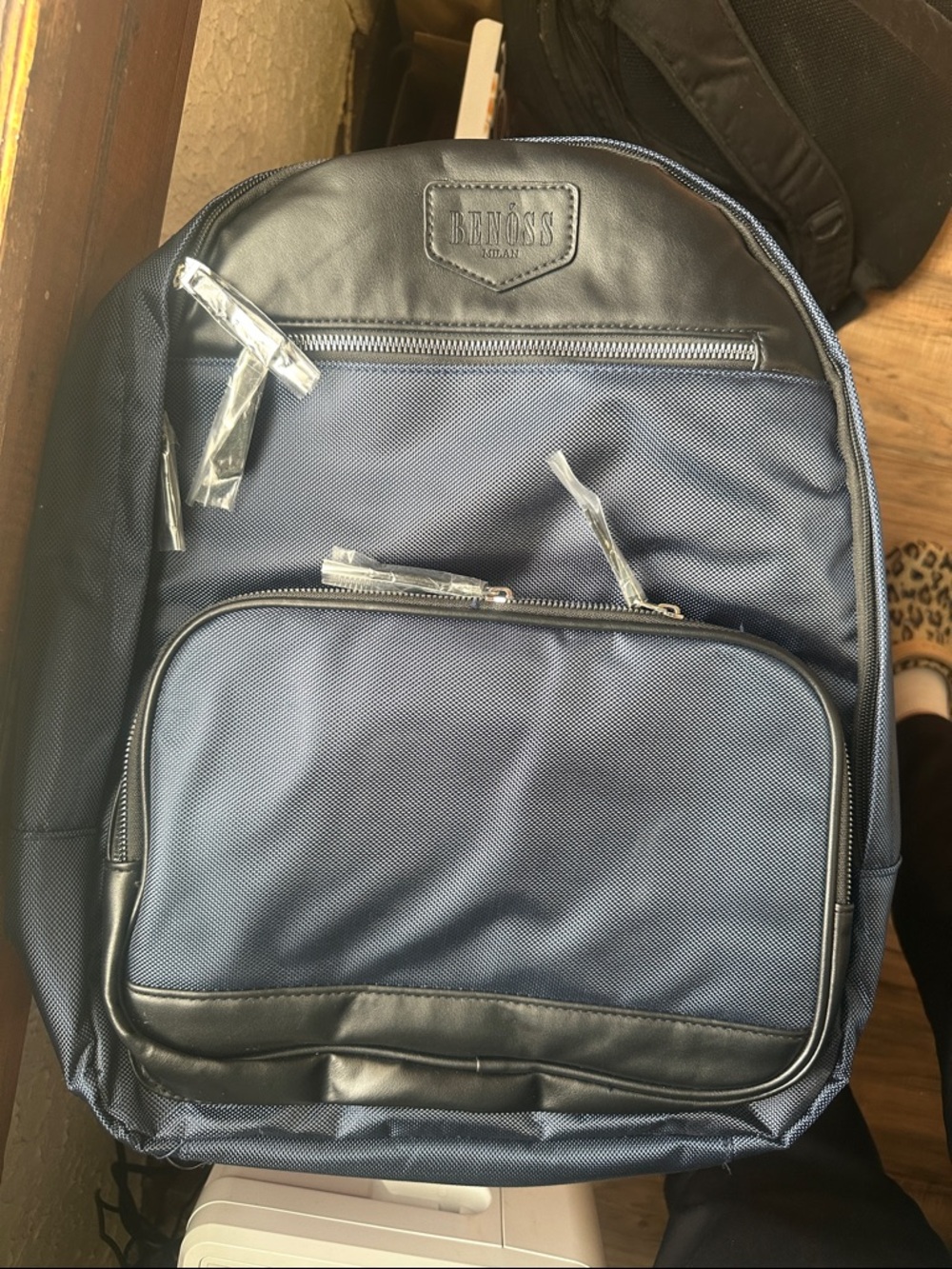 Benoss Blue and Black Men's Backpack with Front Organizer Pocket